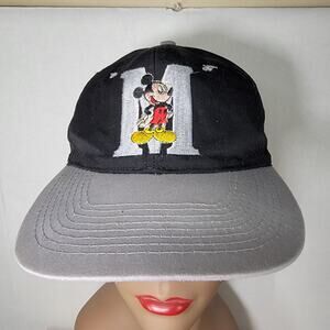 VINTAGE 90's Mickey Unlimited Black & Grey Snapback Ballcap "M" Mickey